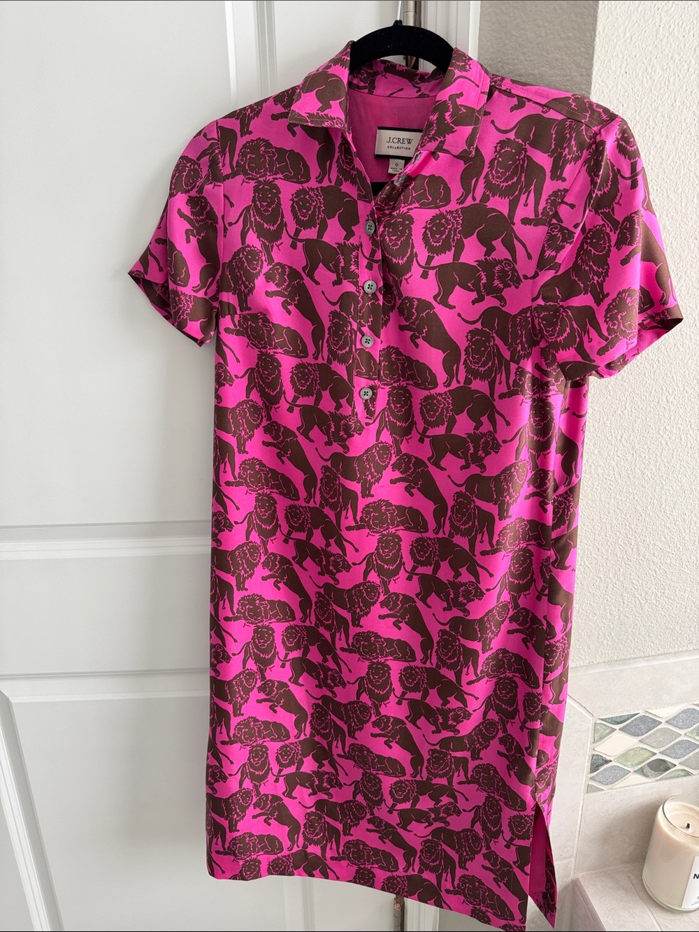 J. Crew collection Hot Pink and Brown Silk Dress
